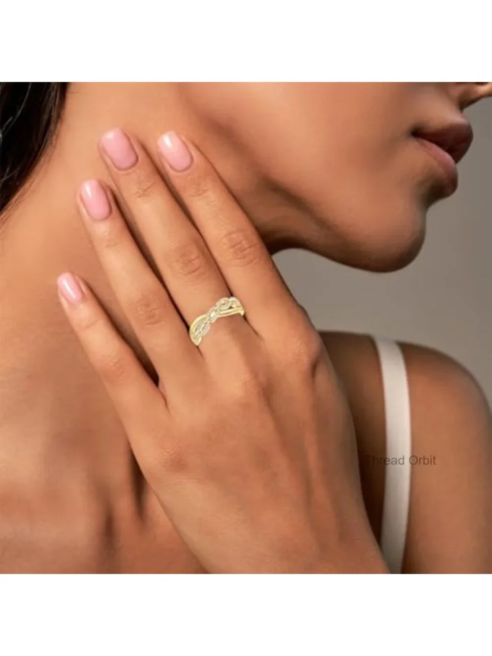18K Gold Plated Stackable Adjustable Ring with Cubic Zirconia